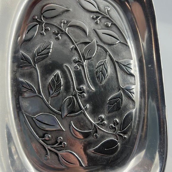 Wilton Armetale Rectangle 3D Etched Design Botanica Bread Serving Platter Tray - Picture 5 of 9